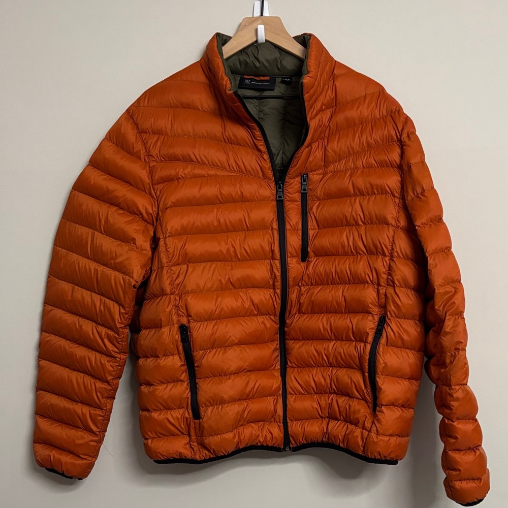 INC International Concepts Men's Vibrant Down Orange Puffer Jacket